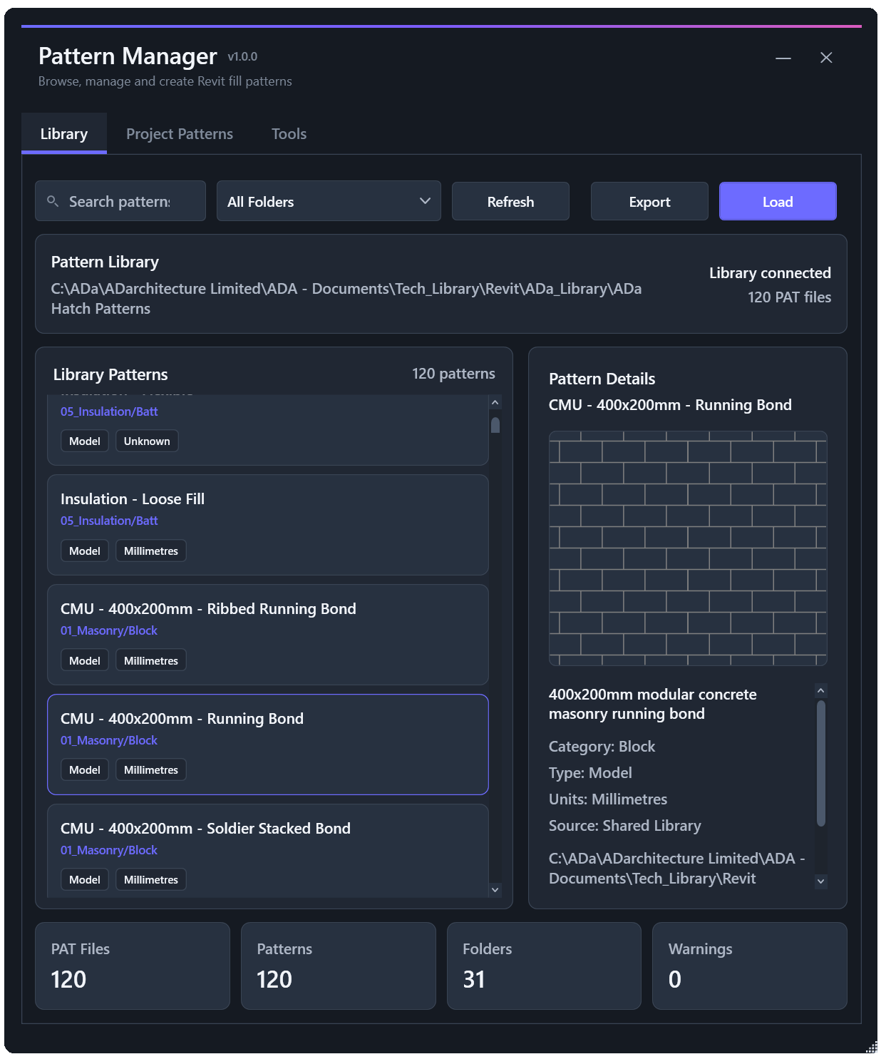 Flow Pattern Manager interface